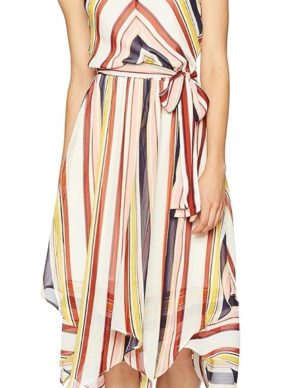Sanctuary Cream Multi Striped High-Low Skirt